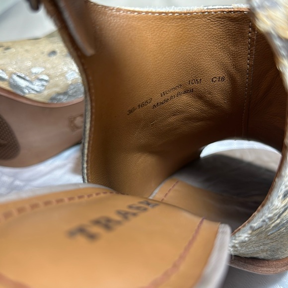 Trask Brand “Parker” shoes heels sandals leopard open toe 10M NIB silver - Picture 9 of 10